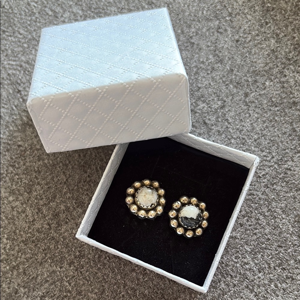 #22 White Buffalo 925 Sterling Silver Earrings
